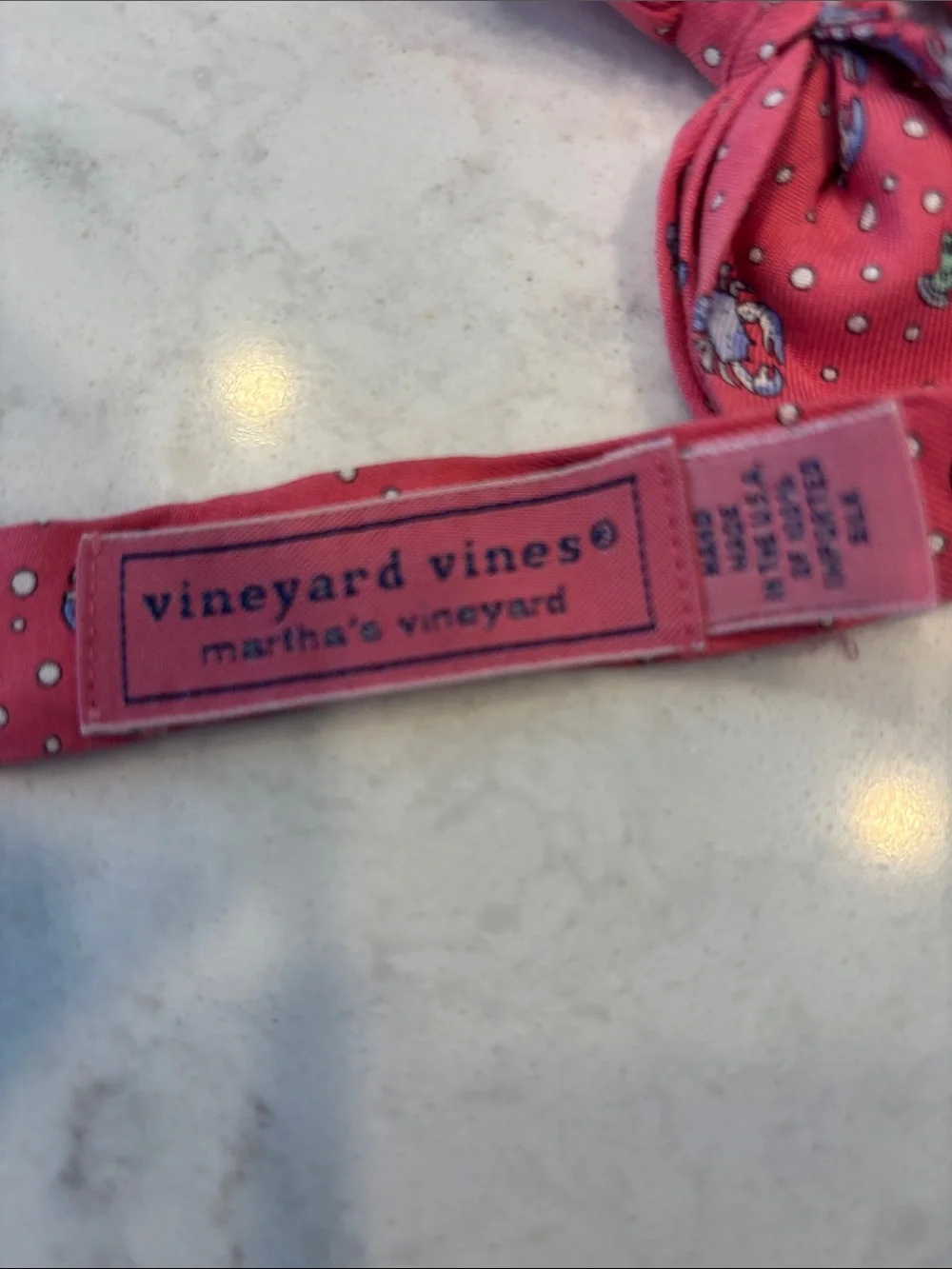 Vineyard Vines Pink Bow Tie with Blue Crab Motif